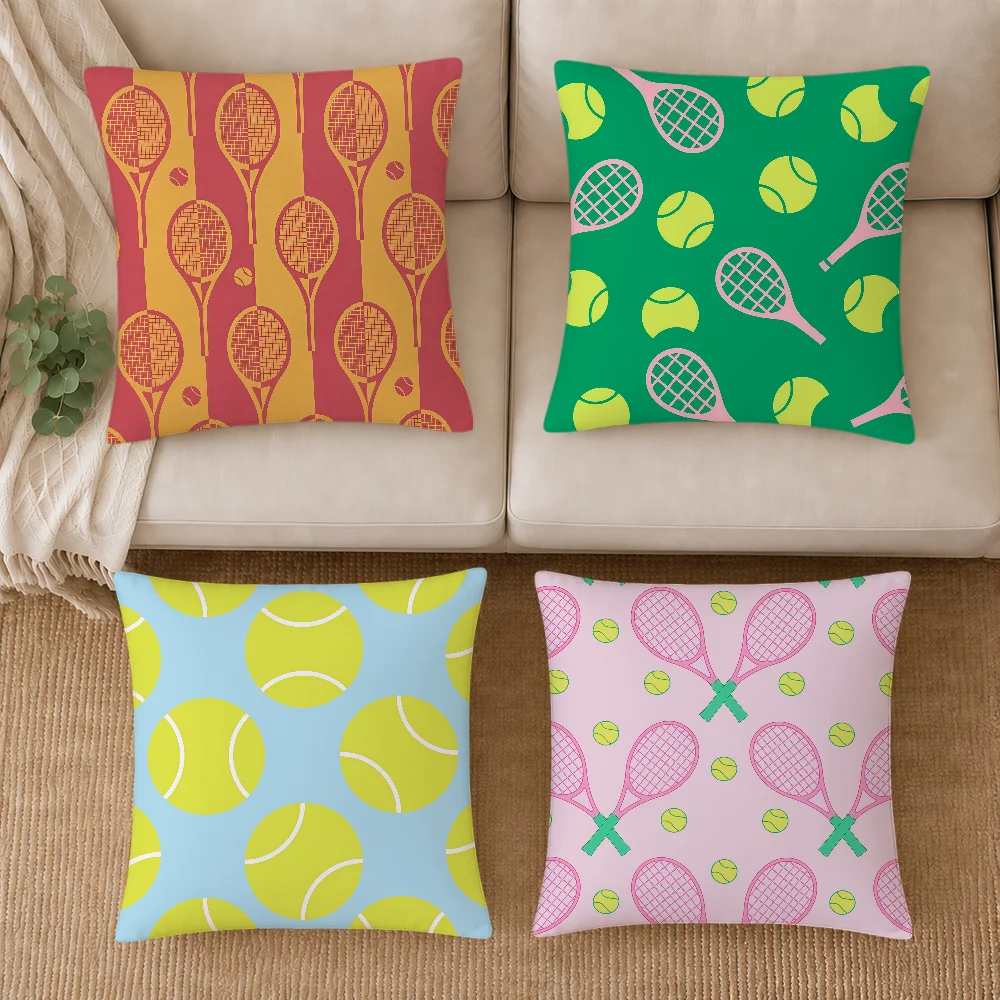 Tennis Ball Pattern Fun Fashion Cushion Cover Soft Pillowcase Double Sided Sofa Home Living Room Decor Hogar Pillowcover Gift