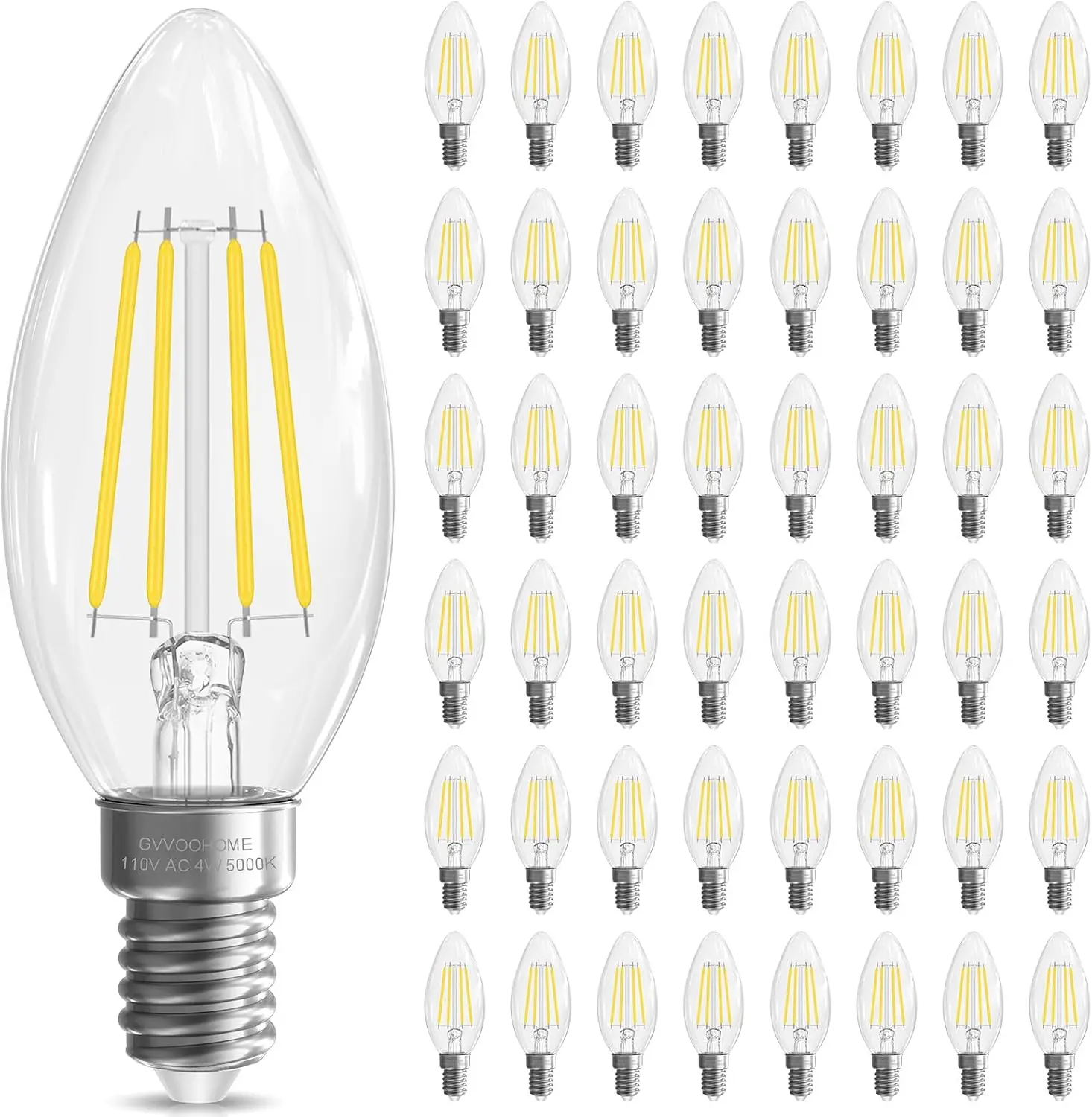 Dimmable LED Candelabra Bulb E12 Base Daylight 5000K Equivalent 40W