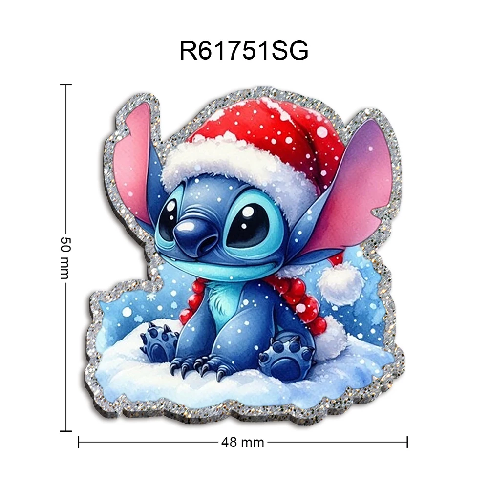 Stitch Christmas Chunky Glitter Resin Planar Acrylic Flatback For Girls DIY Phone Case Hair Bow Craft Keychains Accessories