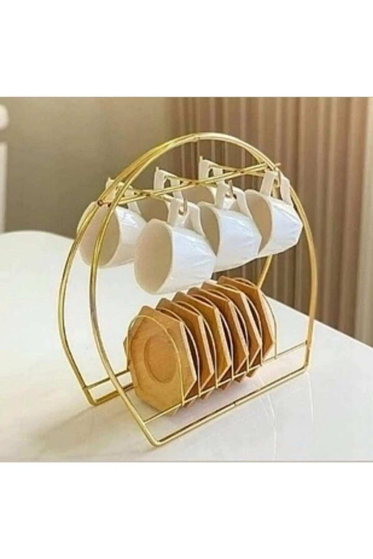 DOLBOVI Gold Metal coffee cup hanger hanger hanger with plate compartment Stand