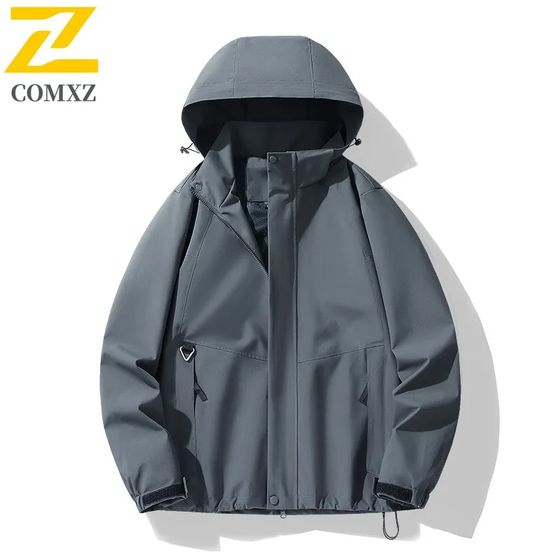 

COMXZ Мужская куртка Классика со съемным капюшоном Ветрозащитное пальто для скалолазания Уличная легкая весенне-осенняя рабочая одежда