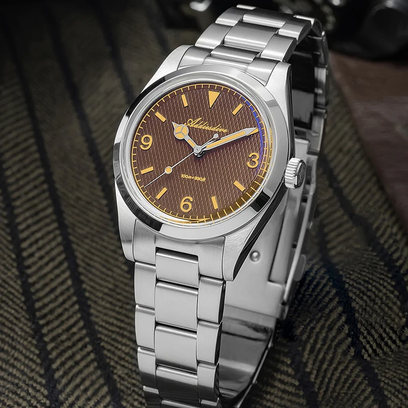 ADDIESDIVE 36mm Quartz Watches For Men Domed Bubble Glass 100m Waterproof Watch Luminous 316L Stainless Steel Vintage Wristwatch