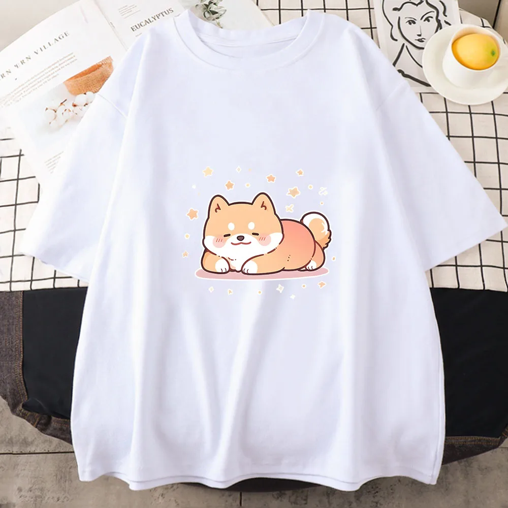 Shiba inu cão impressão verão masculino/feminino o-pescoço camiseta casual algodão manga curta pulôver moda streetwear roupas de alta qualidade