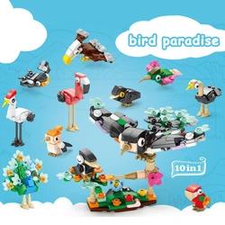 Mini Birds Series Building Block Crow Swallow Peacock Hoopoe Flamingo Parrot Eagle Bricks Toys 10in1 Educational Children Gifts