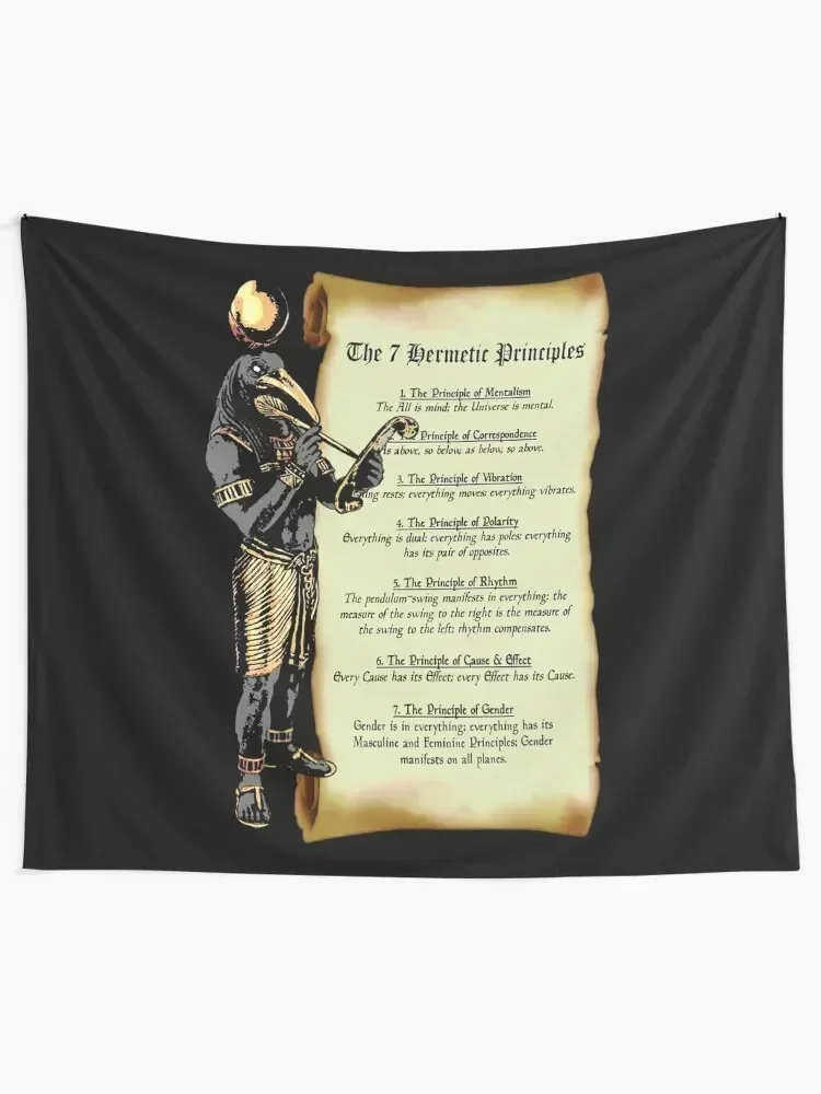 Thoth and The 7 Hermetic Principles - Egyptian and Greek Philosophy from The Kybalion Tapestry Home Decorators Tapestry