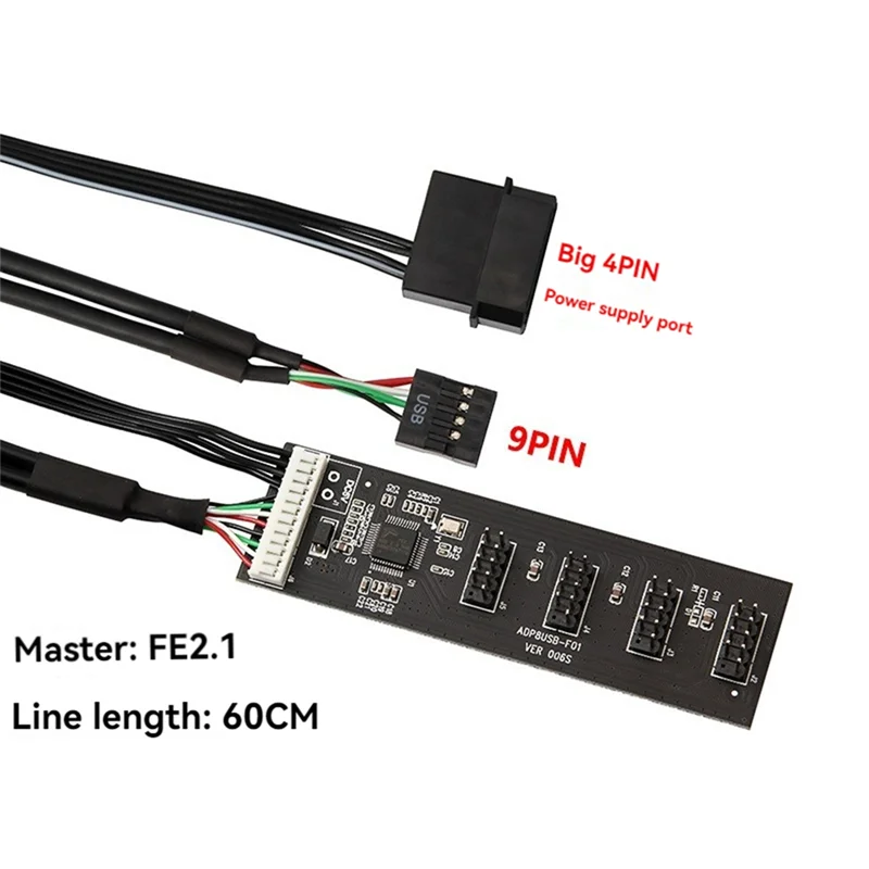 USB2.0 Header Splitter IDE 9 Pin 1 Sampai 4 Ekstensi Hub Splitter dengan Kabel Antarmuka SATA/IDE untuk Adaptor Mainboard PC