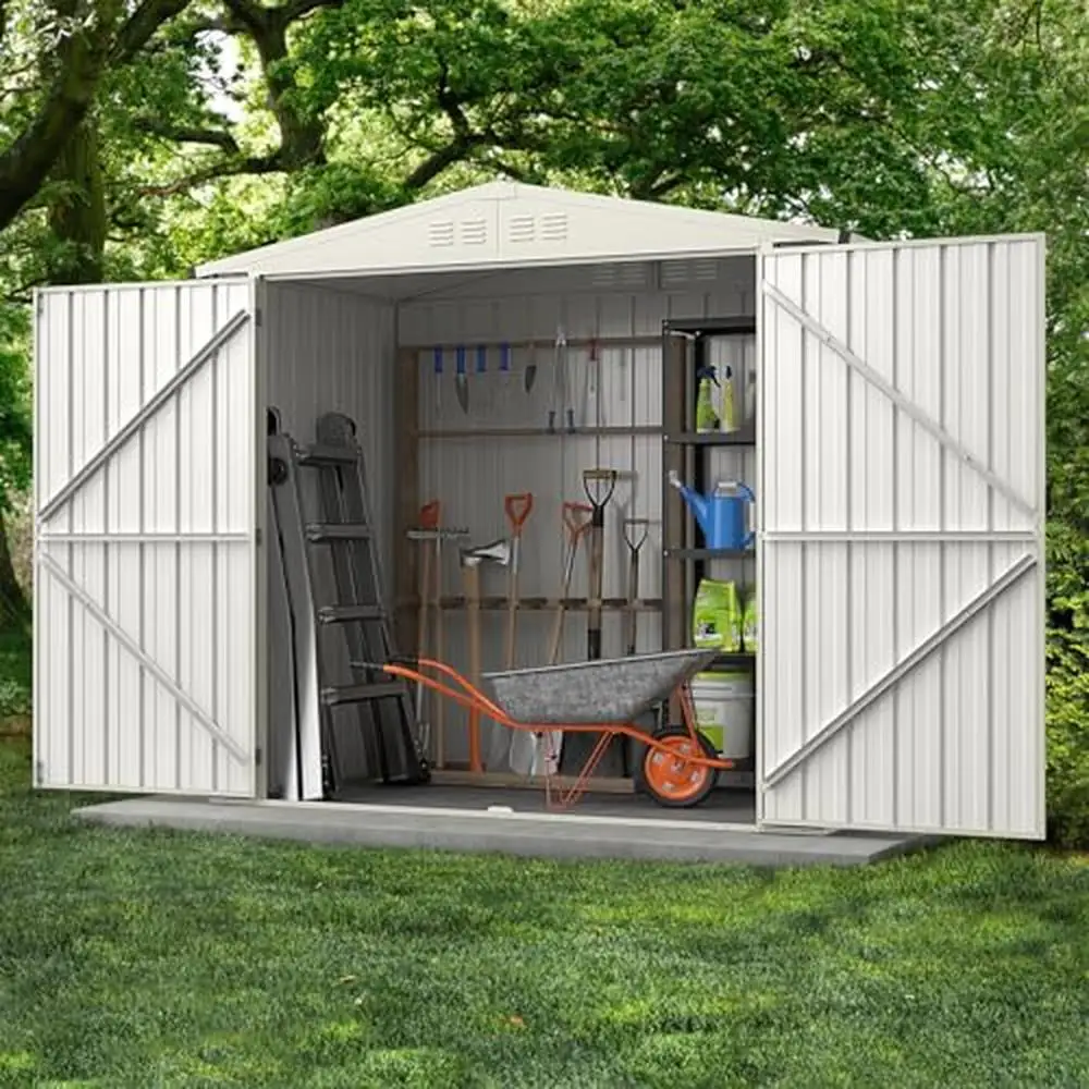 Metal Outdoor Storage Shed 6.8 x 3.8 FT All-Weather Utility House Snap-on Assembly Rustproof Lockable Doors Efficient Storage