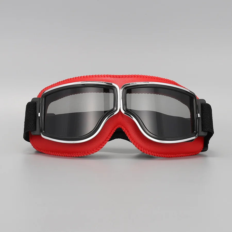 Lunettes de casque de moto en cuir coupe-vent, lunettes de protection de sécurité, anti-absorbe ouissement, motocross, cross-country, steampunk, faciles à transporter