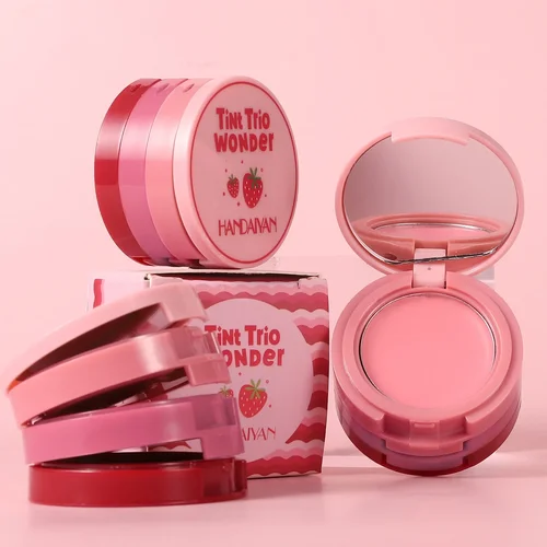 Pasta de rubor de melocotón arcilla desnuda Natural mate Mousse Rouge mujer nuevo 3 en 1 sombra de ojos rosa de mejilla retráctil expandida