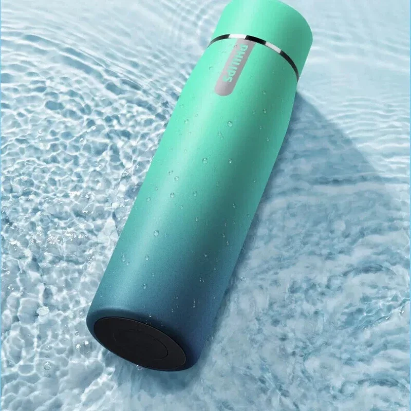 Fashion Ombre Gradient Philips Touch Display Water Bottle Shock Resistant Lightweight  Gift For Men Women  Hiking Flask