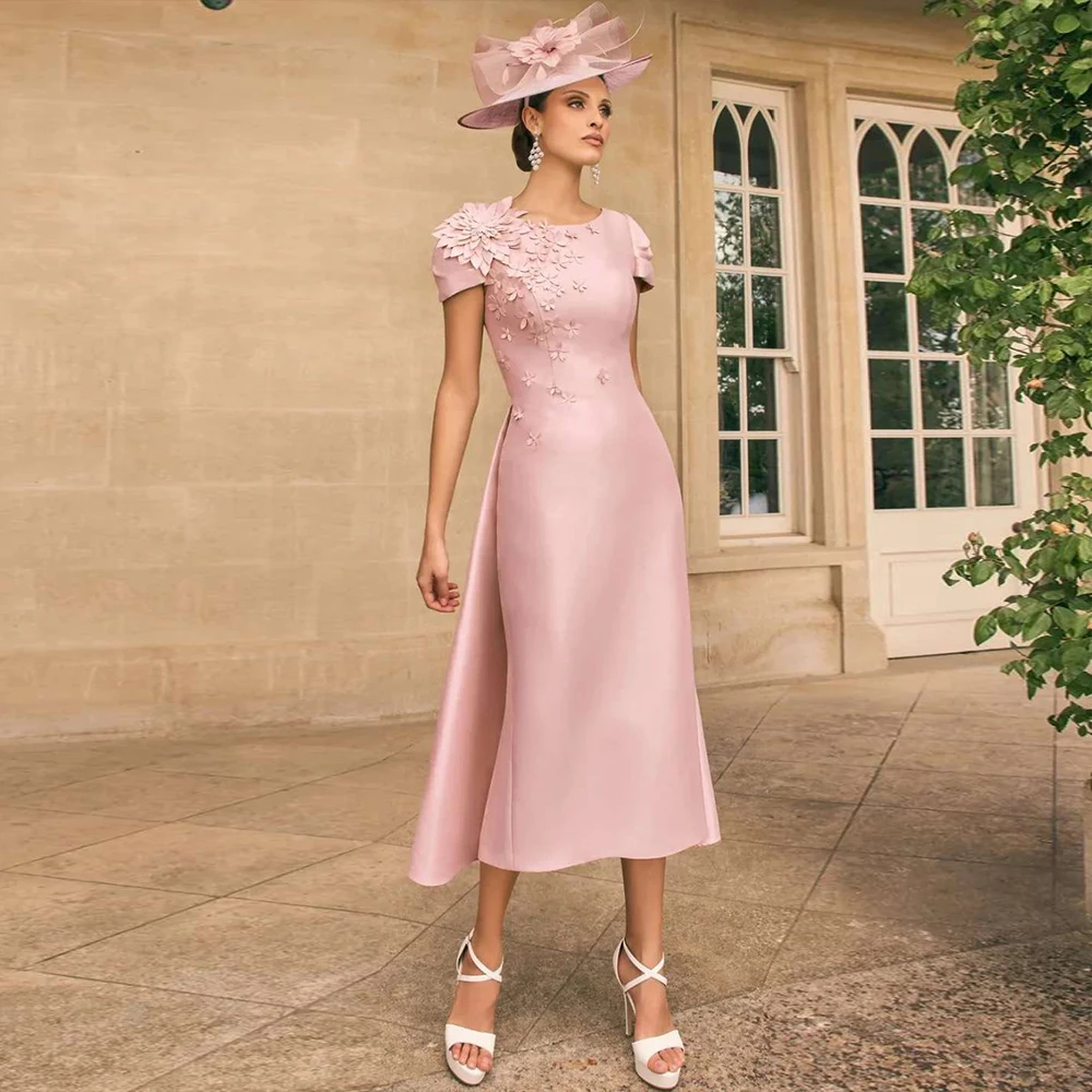 Customized 3D Florals Mother of the Birde Dresses Column Sheath Pink Evening Dress for Night Party A Line Long Gowns 2026