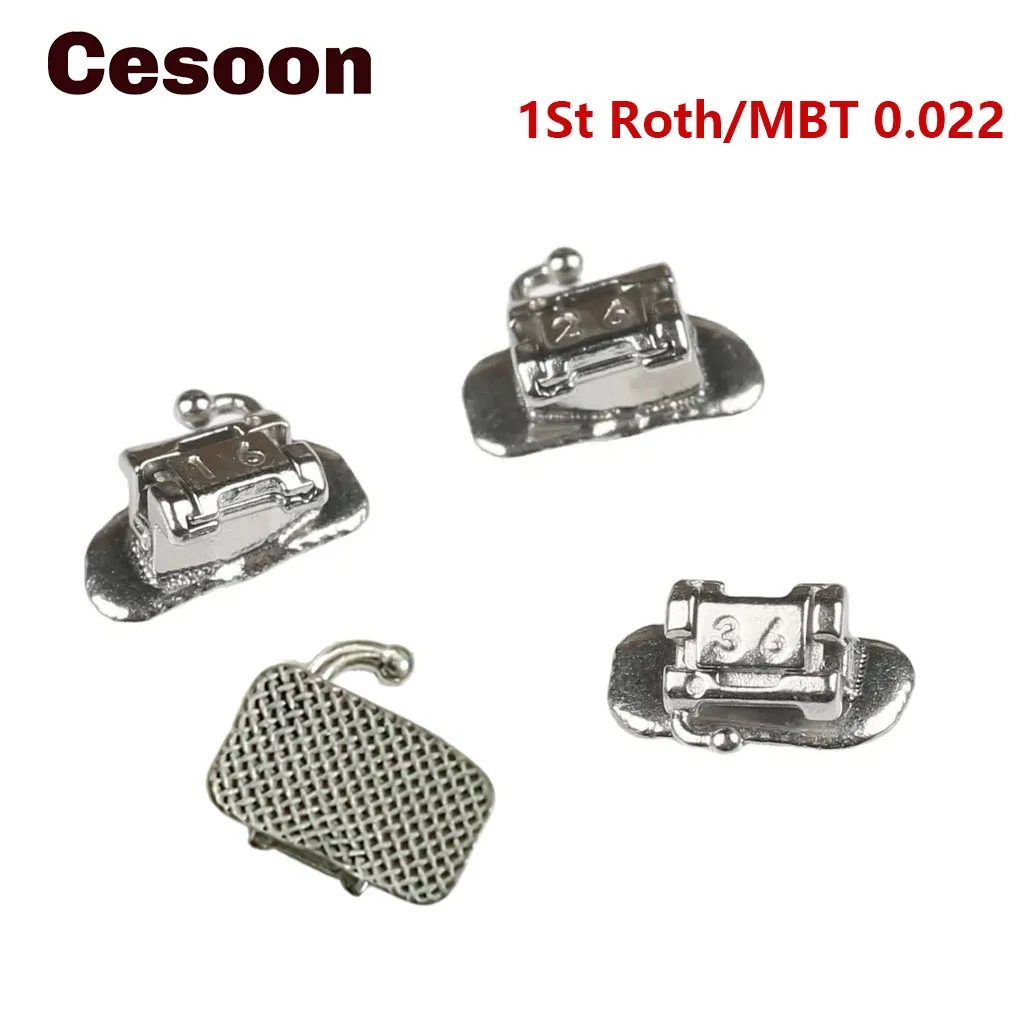 4Pcs/Kit Dental Orthodontic Passive Self-Ligating Buccal Tubes 1st Molar Roth/MBT 0.022 Mesh Base Laser Welding Dentist Material