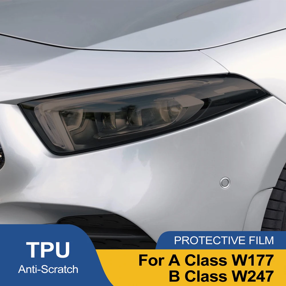 

Для Mercedes Benz A Class B Class W177 W247 Автомобильная фара ТПУ PPF Защитная пленка дымчато-черная виниловая пленка с защитой от царапин