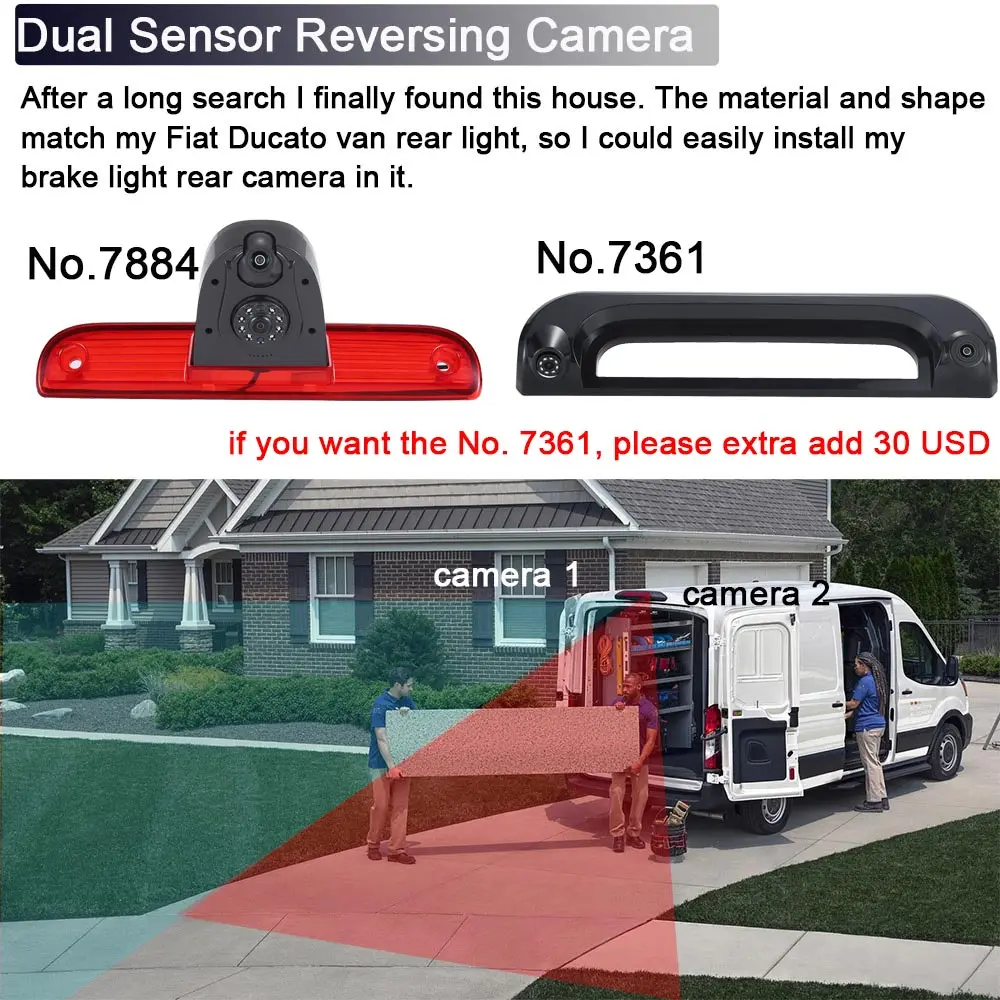 For Opel Movano-e C AUXHAL Peugeot Boxer 3 e-Boxer Bus Citroen Jumper Fiat Ducato MaHD Double lens backup Reverse camera