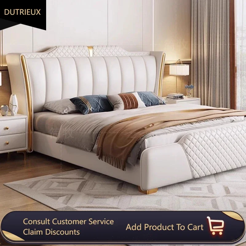 

Luxury Soft Double Bed Simple Master Modern White Double Bed High End Design Camas Moderrnas Inteligentes Bedroom Furniture