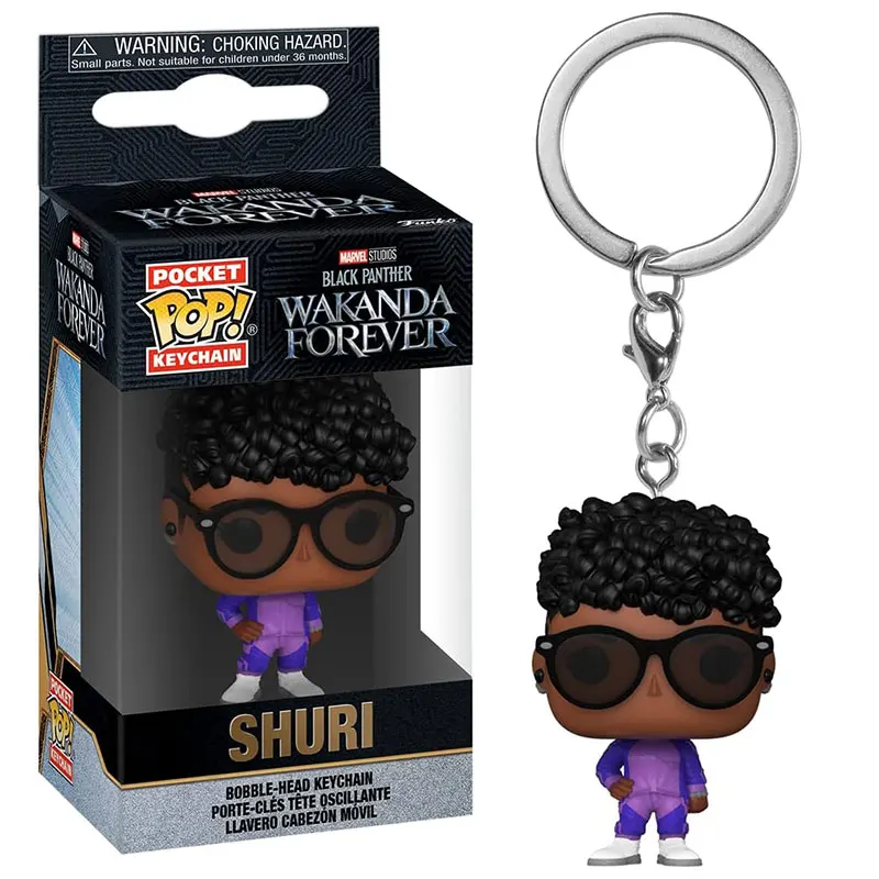 Funko Pop Keychain Black Panther Anime Figureine Model Key Chain Toys Marvel Action Figures Shuri Keychains Toys Kids Gifts