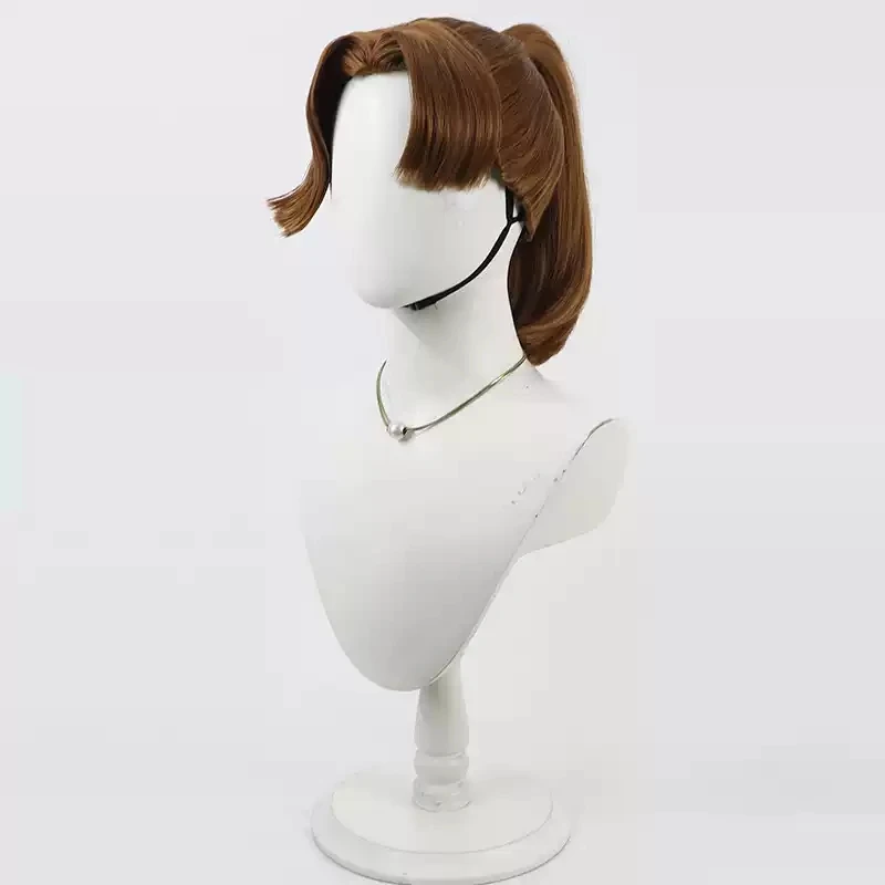 Nintama Rantaro Tamura Mikiemon Cosplay Wig Straight Brown Ponytail Heat Resistant Synthetic Hair