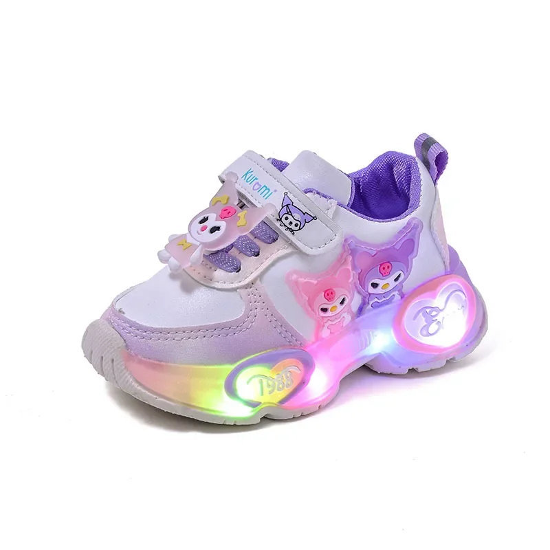 spring autumn baby soft soles luminous board shoes Sanrio children kuromi lights sports shoes hello kitty girls new casual shoes