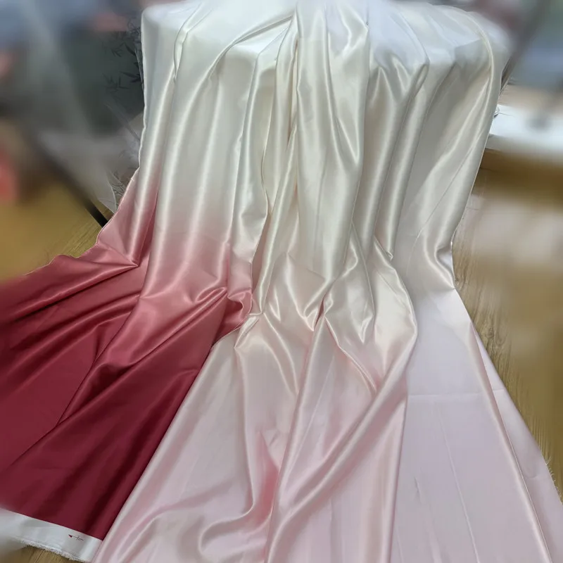 Gradient Soft Satin Fabric Thick for Clothing Wedding Dress Fashion Designer Diy Sewing Material Cloth By The Meter