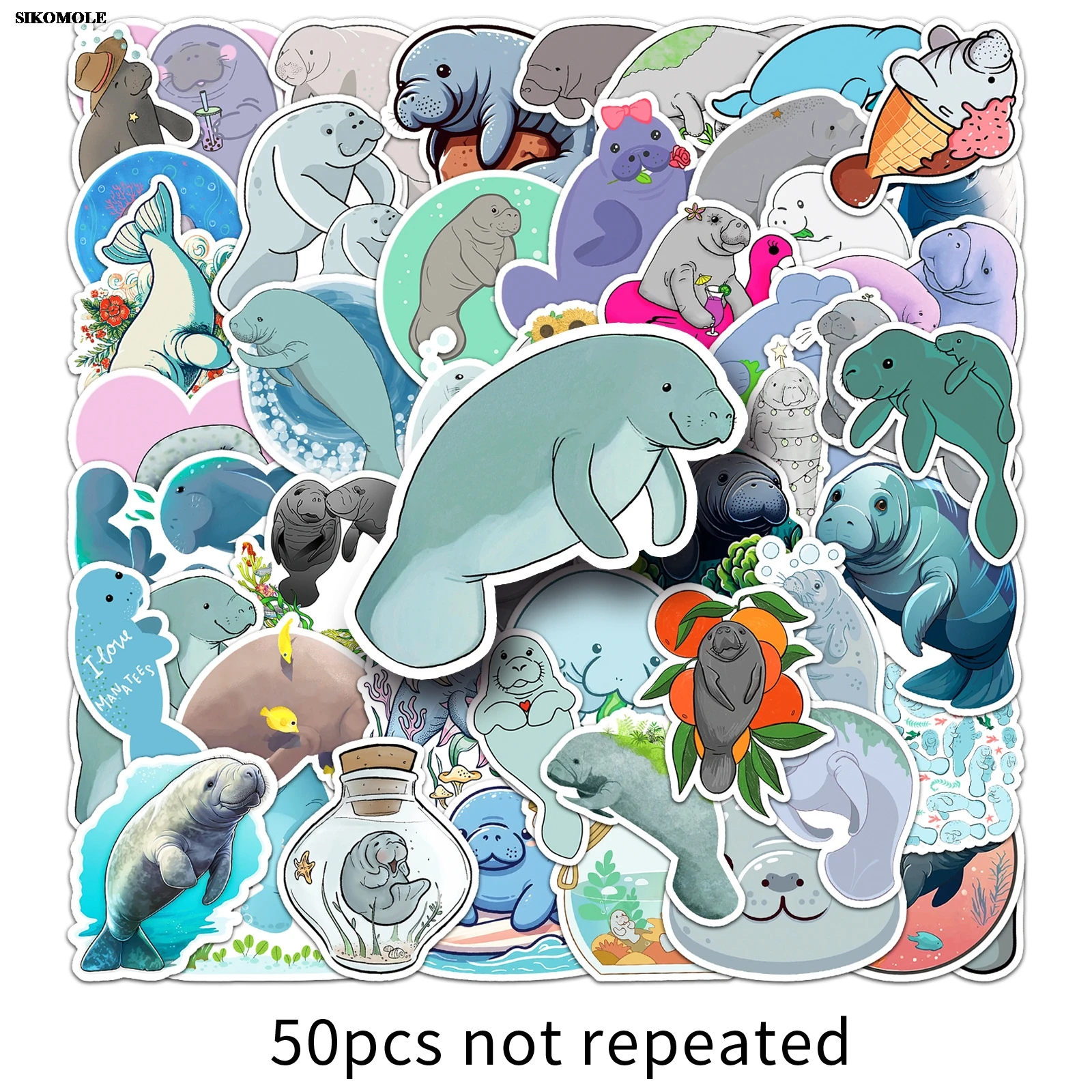 สติกเกอร์การ์ตูน10/30/50ชิ้นลายสัตว์พะยูนตกแต่งน่ารักสำหรับแล็ปท็อปรูปลอกกระเป๋าเสื้อผ้ากระเป๋าเดินทางกราฟฟิตีสติกเกอร์เด็ก