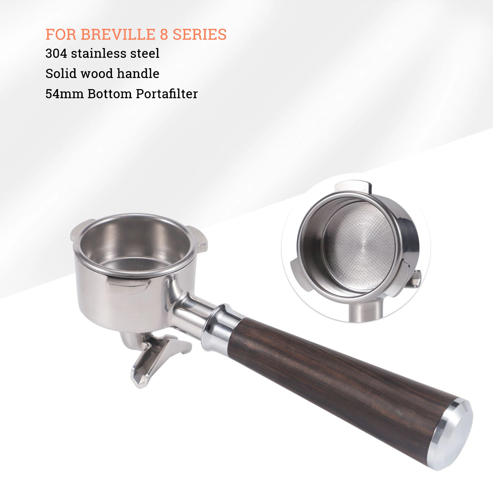 54 مللي متر الفولاذ المقاوم للصدأ القهوة Portafilter مرشح صنبور مزدوج مع 2 كوب سلة ل Breville حكيم 870/875/878/880 أداة تصفية