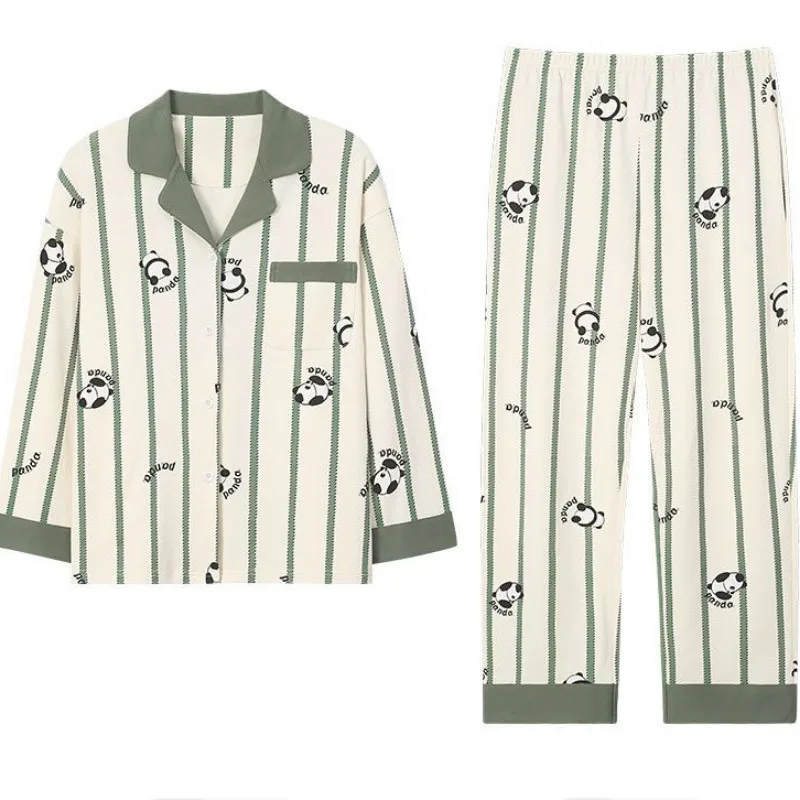 100% Pure Cotton Women Pajamas Outfit Ladies Autumn Long Sleeve Outdoor Wear Loungewear Spring Casual Comfortable Sleepwear Set