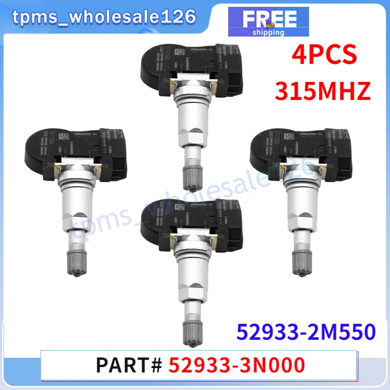 52933-3N000 Tire Pressure Monitor System Sensor 4PCS For 2012-2017 HYUNDAI ACCENT ELANTRA 2011-2014 KIA OPTIMA FORTE TPMS 315MHZ