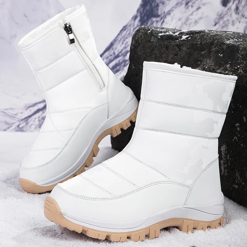 Stivali da neve da donna alti più in velluto Scarpe comode da donna antiscivolo in cotone Stivali impermeabili da esterno Scarpe sportive da donna