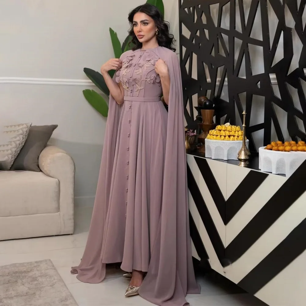 فستان سهرة أنيق مكشكش مزين بالدانتيل ساحر فستان رائع بدون أكمام للحفلات الراقصة برقبة دائرية مكشكش للحفلات الليلية