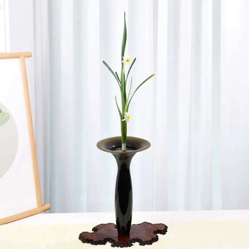 Pot Long Bronze Ware Chi Fang Free Flower Vase Jianshan Flower Arrangement Flower Path Creative