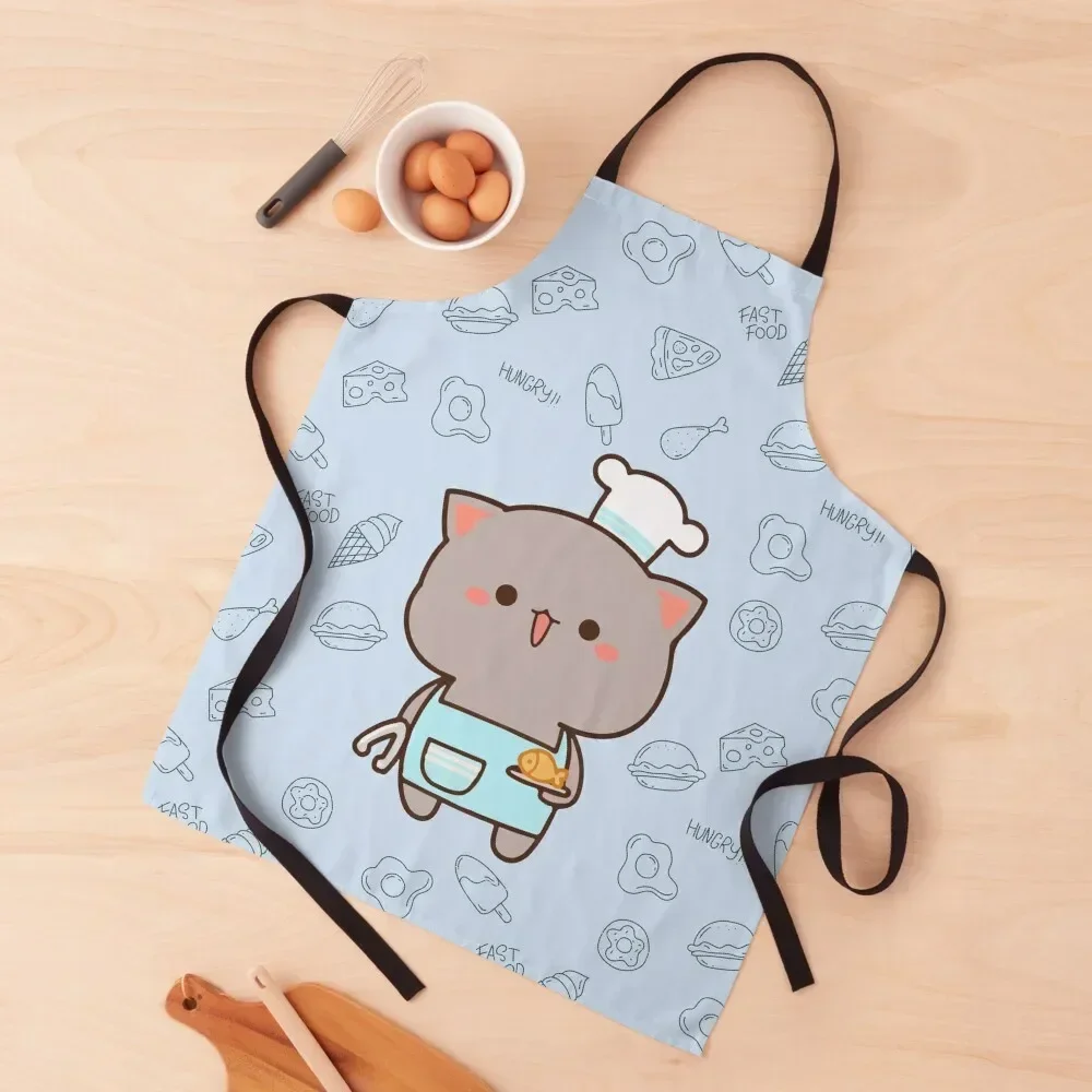 

Chef Goma in beautiful blue color background - Mochi Cat Apron men's barbecue cooks clothes Apron