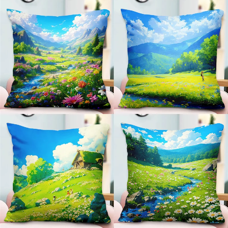 

(45*45cm) Beautiful flower pillowcase for living room bedside sofa car backrest office decoration (without pillow core)