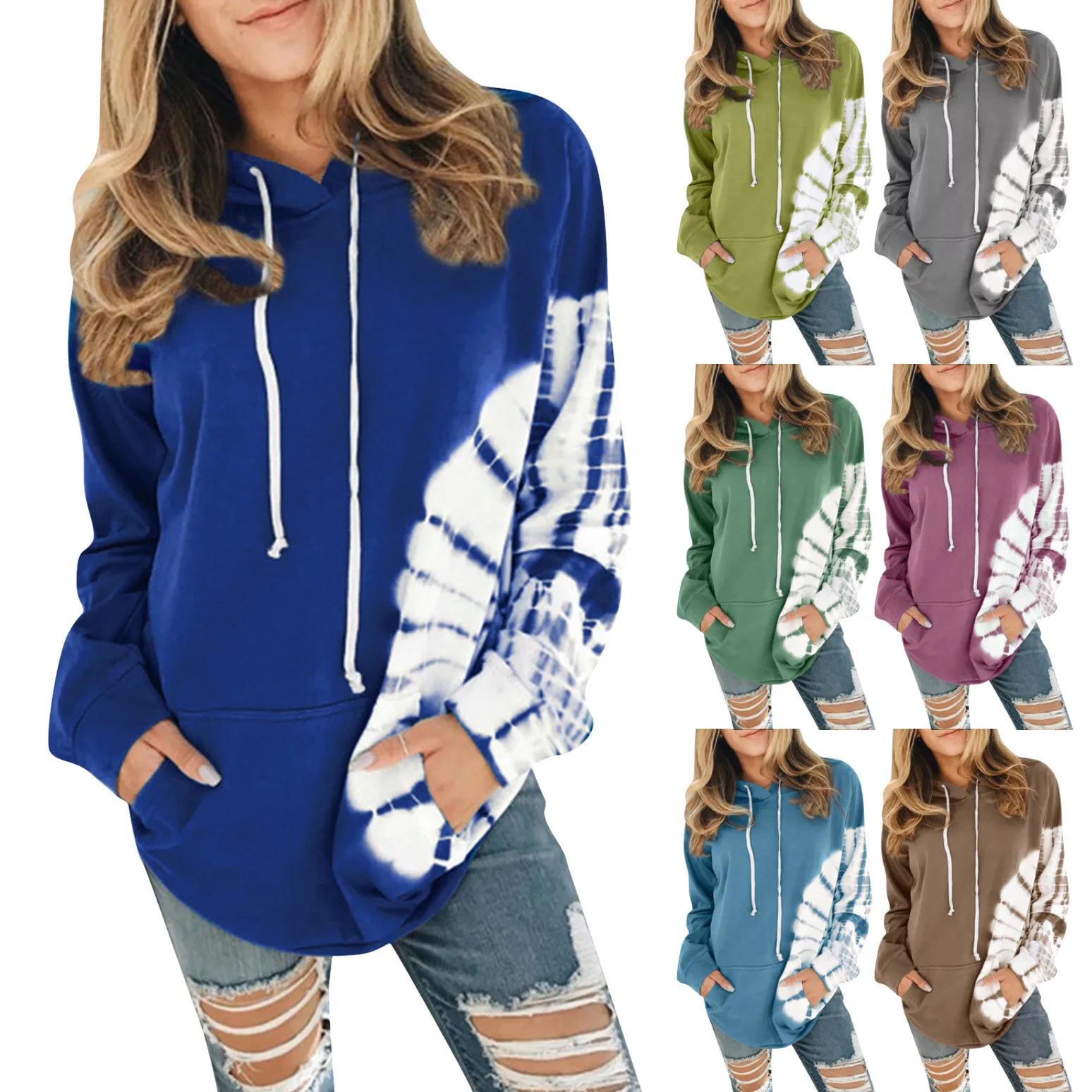 Dames tie-dye bedrukt herfst winter dames 3D-geprinte hoodies Pullover Elements hoodie trendy los sweatshirt met lange mouwen