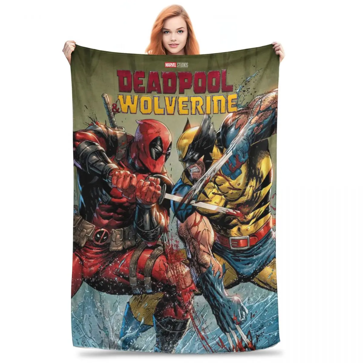 

Одеяло Deadpool & Wolverine для кушетки, удобное микро Флисовое одеяло, одеяло, рождественские подарки