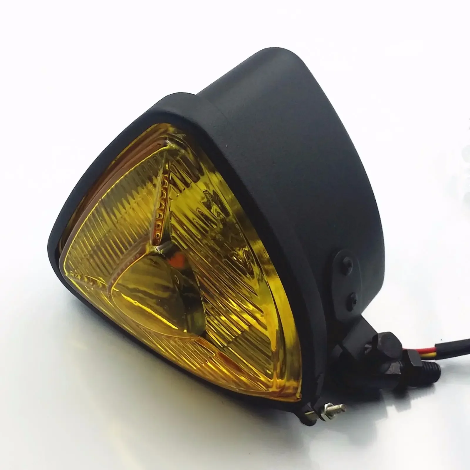 Motorcycle Amber Triangle Headlight For Harley Honda Kawasaki Suzuki Yamaha Triumph Victory