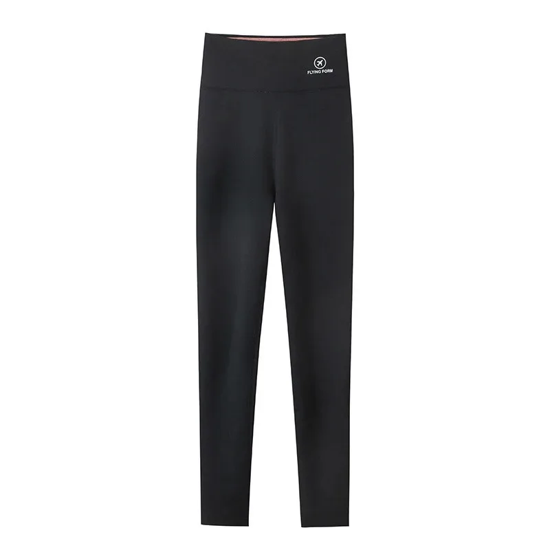 Pantaloni da donna in pelle arca foderati in Fce a vita alta Pantaloni da yoga Sollevamento del sedere Pantaloni aderenti traspiranti con strato base taglie forti
