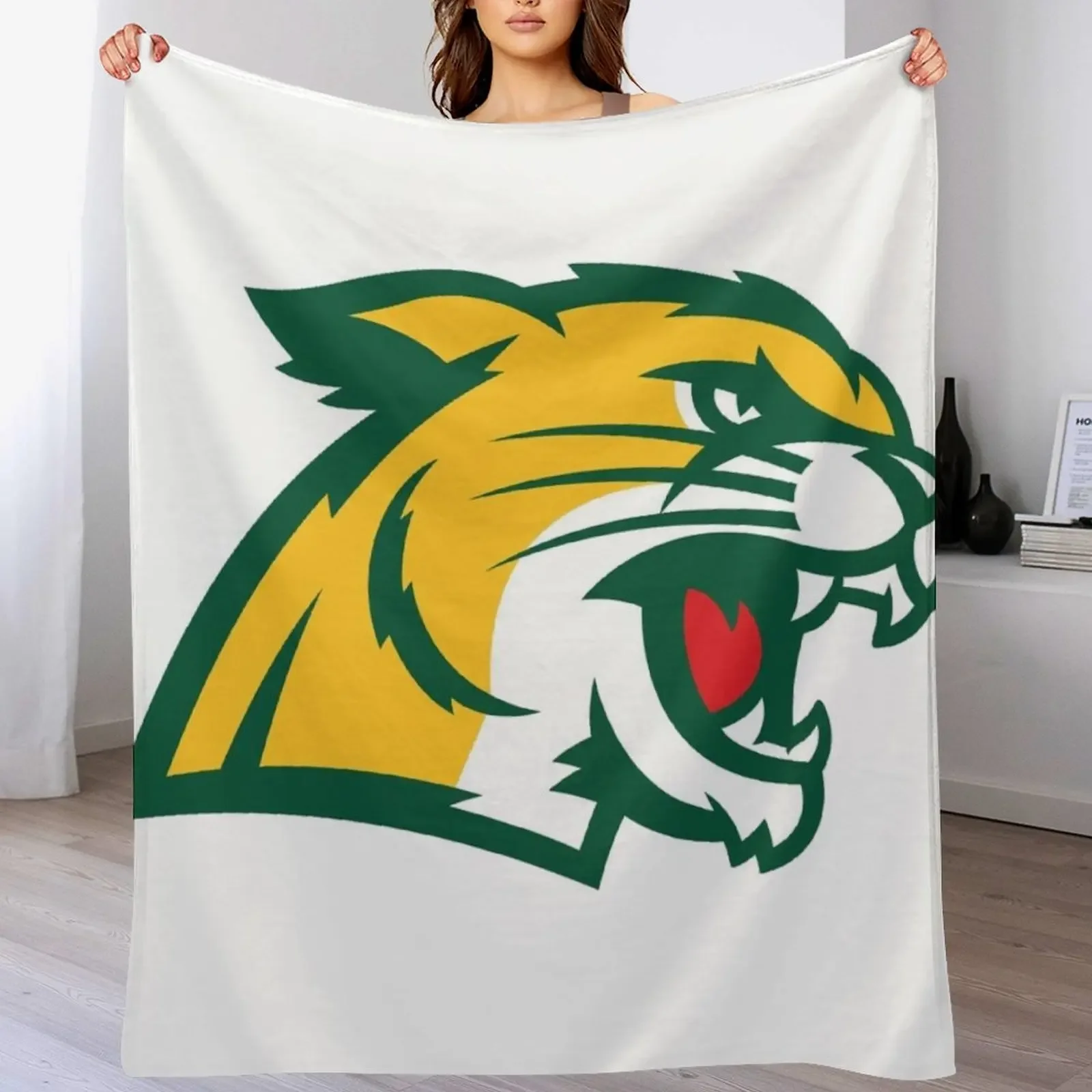 

Cute Northern Michigan Wildcats Design Throw Blanket Faux Fur Soft Warm Blanket for Bed