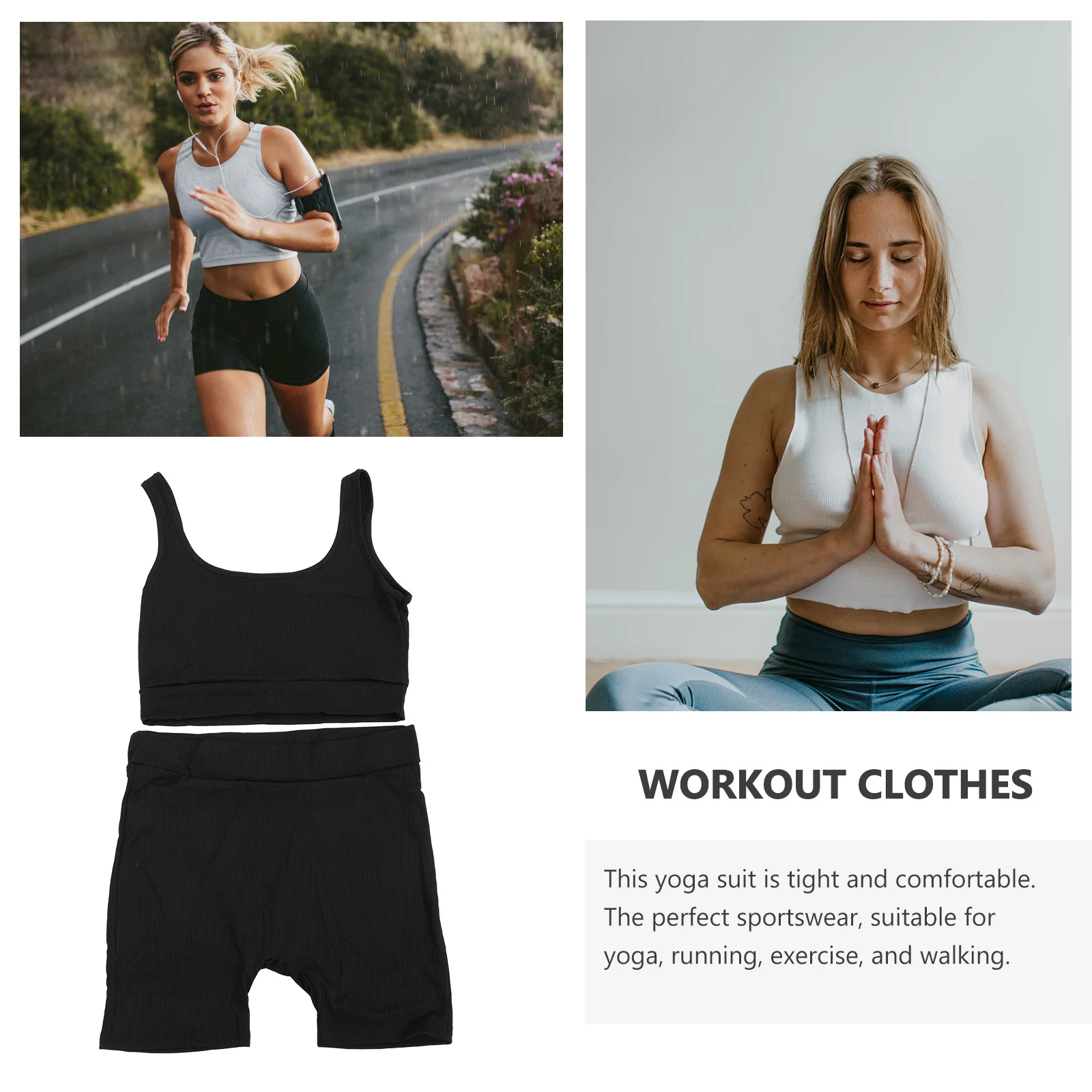 

1Set Yoga Outfits Comfortable Softer Polyester Breathable Slim Fit Vest Short Pants Fitness Activewear Sportswear for Workout