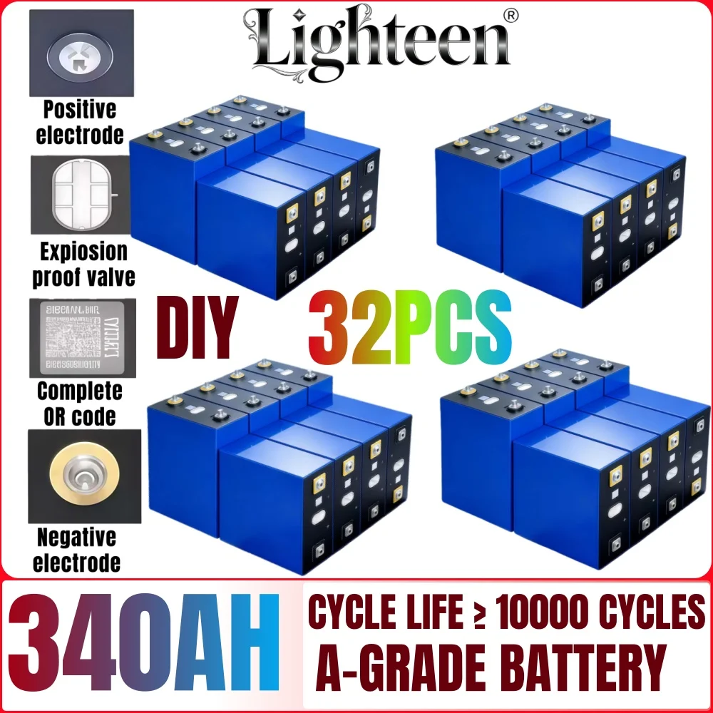 

1-32 шт. класс A Golf RV Открытый 4-х предметный комплект 340AH Lifepo4 3,2 В для хранения солнечной энергии 12 В 24 В 48 В без налогов