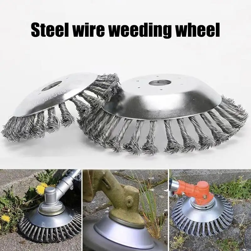 

6 Inch Universal Grass Trimmer Head Steel Wire Wheel Brush Disc Weed Brush New Upgrade Head Garden Lawn Mower Cutter Tool