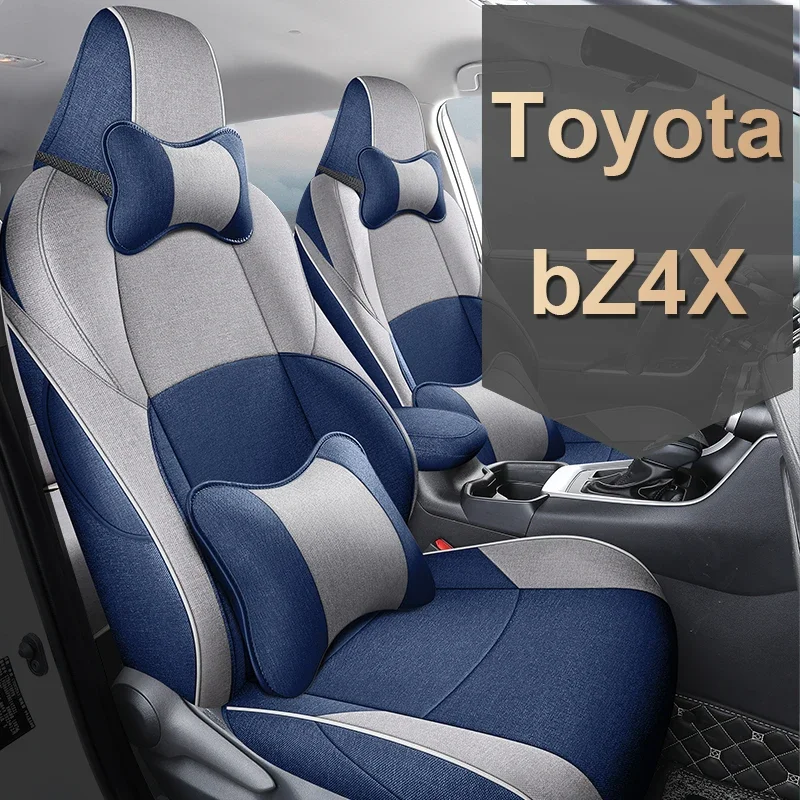 Cotton And Linen Car Seat Cover Specific  Customize for Toyota Bz4x Complete Set  with Front and Rear Full Coverage