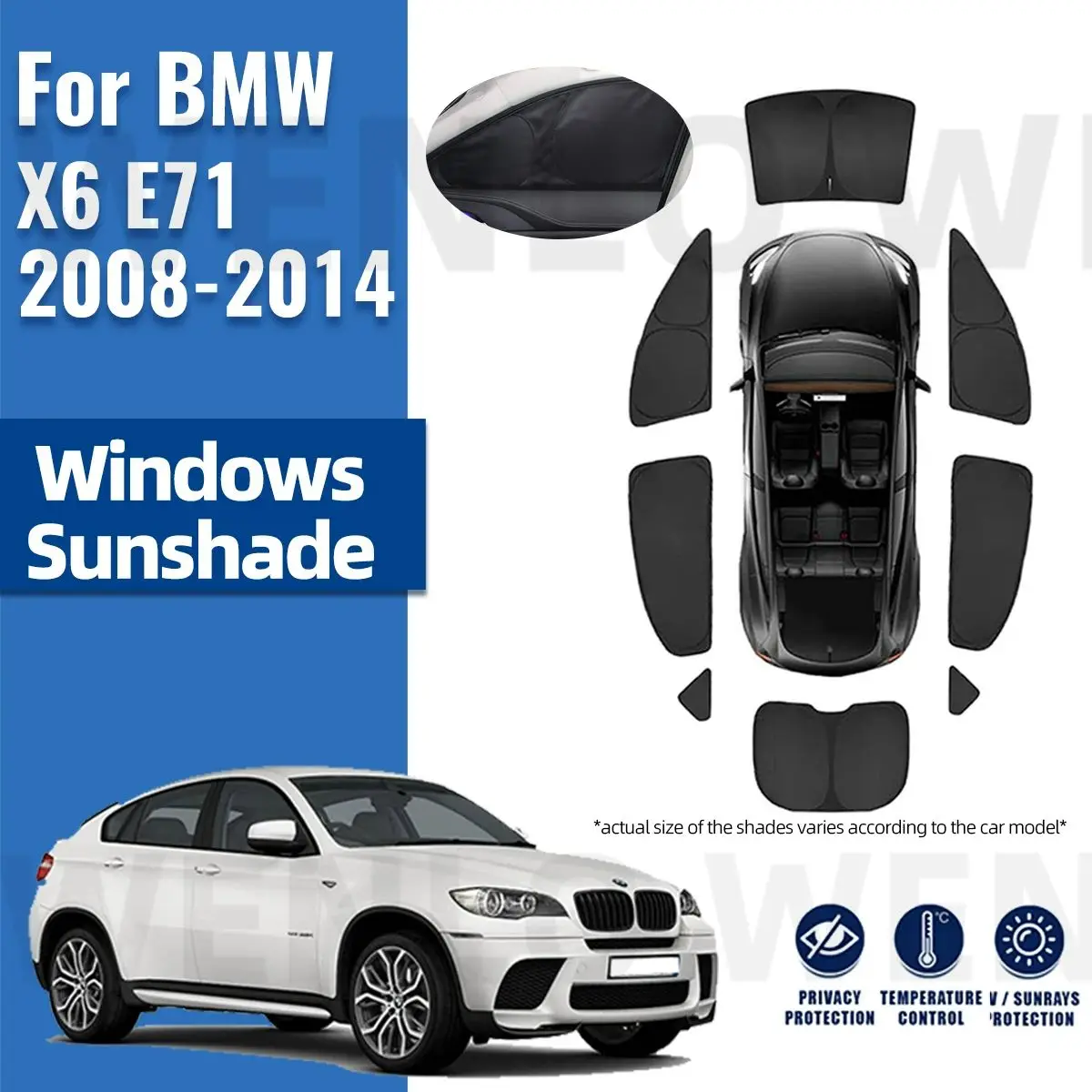 

For BMW X6 E71 2008-2012 2013 2014 Full Cover Car Sunshade Shield Front Windshield Frame Curtain Rear Side Window Sun Shades