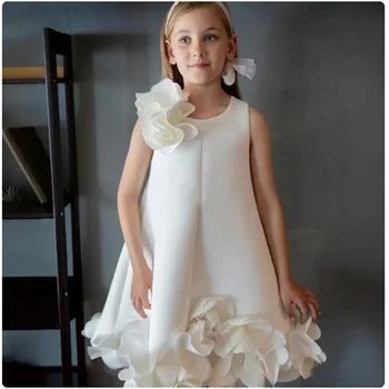 Neues weißes Blumenmädchenkleid, elegantes Taufkleid für Babys, Kinder, Kleidung für Hochzeit, Geburtstag, Urlaub, Party, maßgeschneiderte Kleider