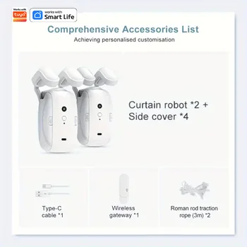 1/2 ks chytrý WiFi závěsový robot s Wi-Fi bránou, dálkové ovládání pomocí aplikace, automatické otevírání a ruční startování, kompatibilní s Alexou 9 nejlepší prodej chytré závěsy - №2