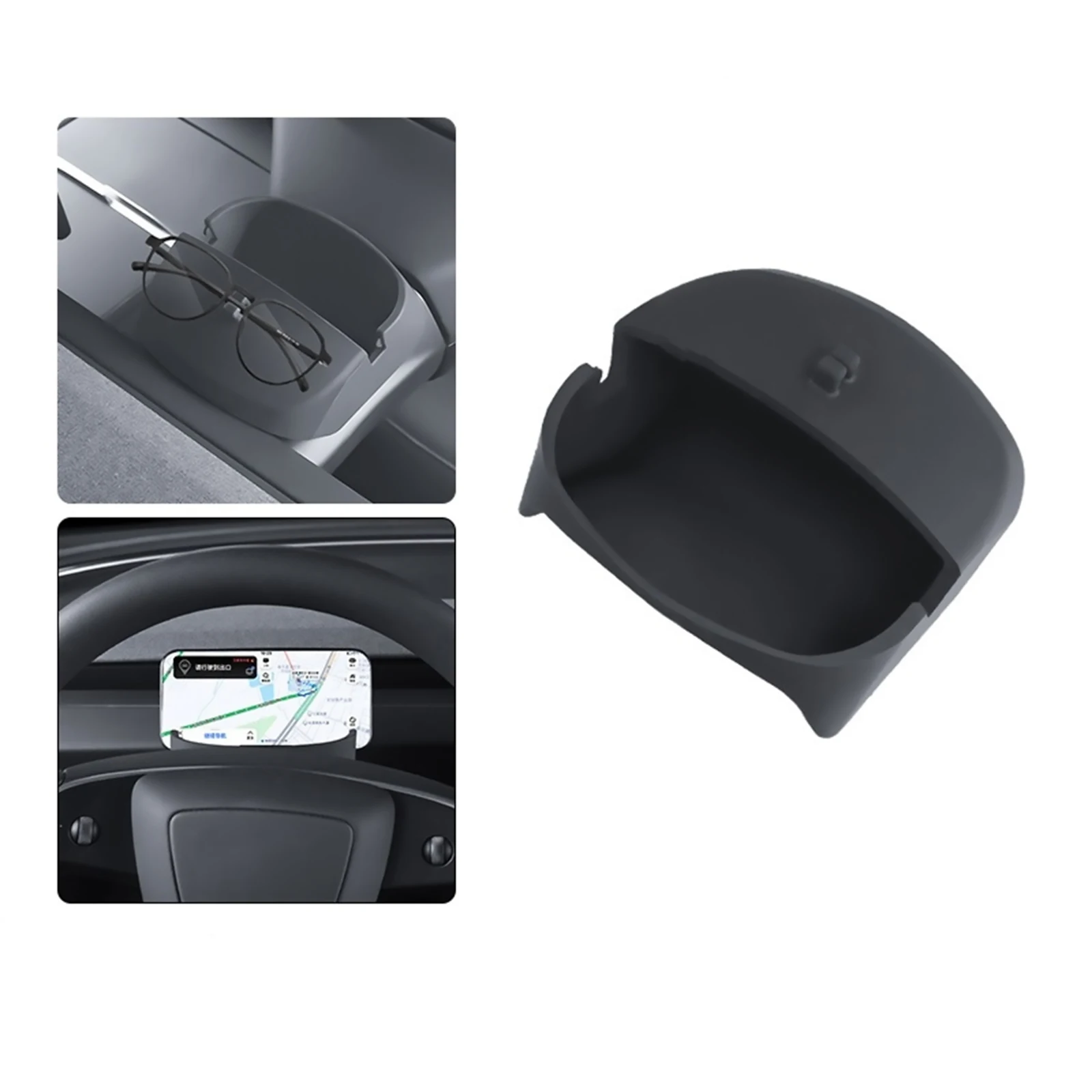 For Tesla Model 3 2024 Car Steering Wheel Mobile Phone Holder Glasses Storage Box Auto Interior Decoration Accessories