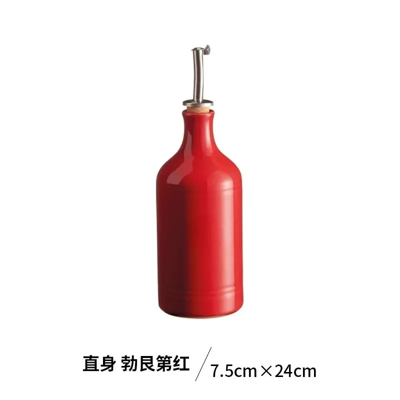 Ceramic oil pot sealed, olive oil bottle leak-proof kitchen soy sauce vinegar bottle automatic opening and closing