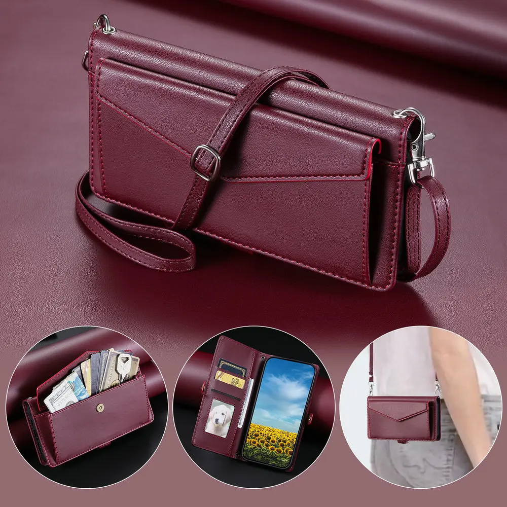 For Xiaomi Redmi Note 11 12 13 Pro Plus 5G Luxury Case Wallet Crossbody Funda Redmi Note 13 Pro 12 11 12C 13C 11S Leather Cover