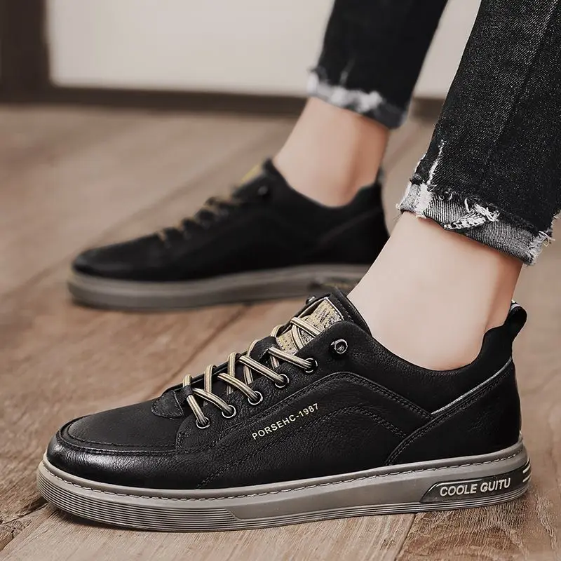 Men Pu White Shoes Male Lace Up Casual Sneakers 2023 Spring Autumn Man Walk Sneakers fashion Shoe Solid