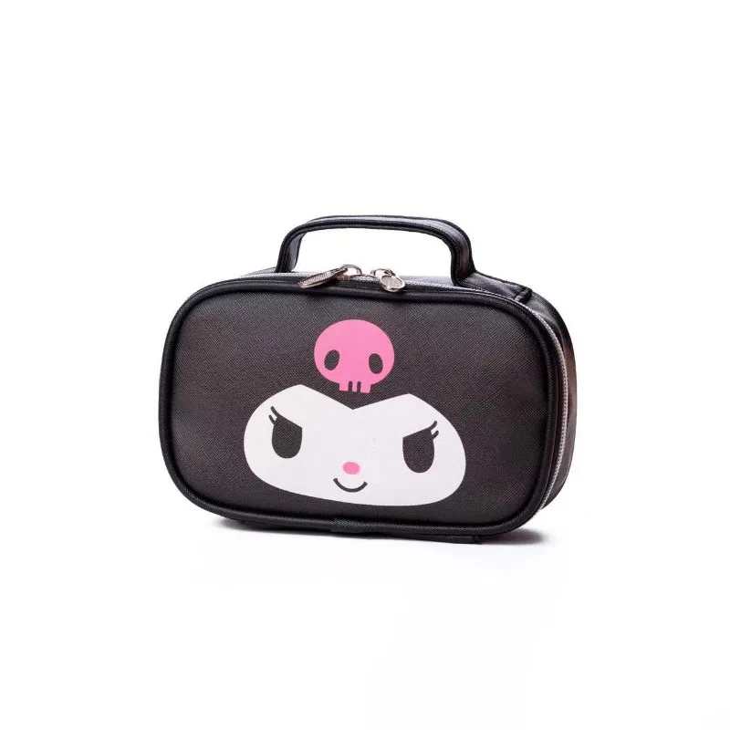 Sanrioed-Bolso de mano de Hello Kitty, Mini bolsa de cosméticos impermeable de Pu, Kawaii Anime Melody Kuromi Cinnamoroll, viaje, regalo de cumpleaños