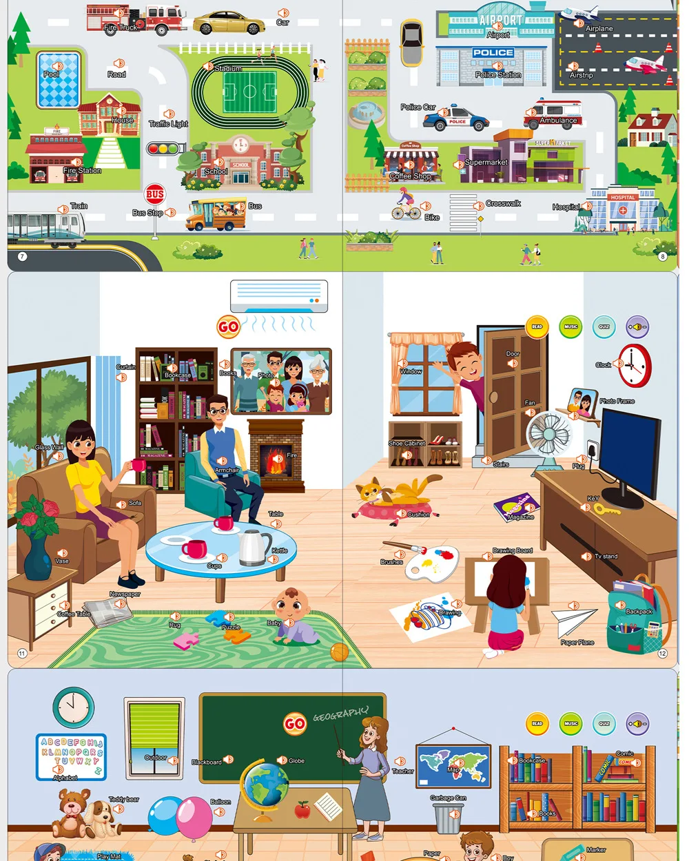 Apprendimento dell'inglese per bambini Suggerimenti per le dita Lettura delle parole infantili Illuminazione Macchina per l'educazione precoce Ascolto e lettura del libro elettronico